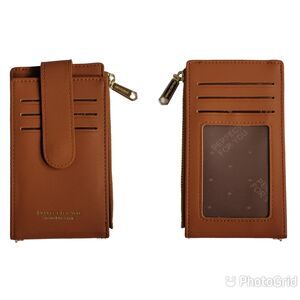 Weichen RFID Card Holder Wallet Brown Faux Leather Folding Snap Closure ID‎